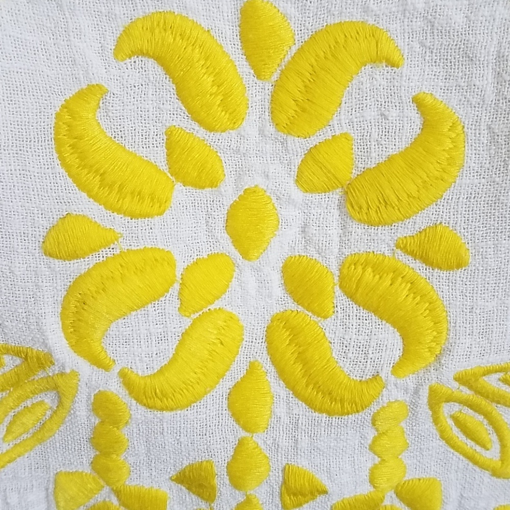 Vineyard Vines White Linen Midi Dress with Yellow Embroidery - Picture 4 of 6
